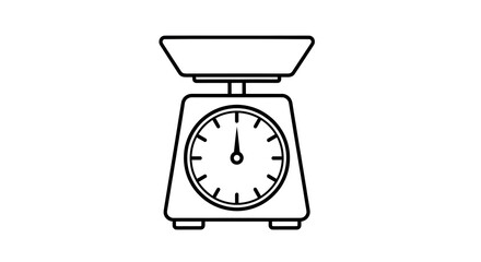 Simple icon of close up a kitchen scale with clear dial lines, minimal look, clean white background