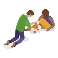 Fototapeta premium 3D Isometric Flat Illustration of Medical First Aid. Item 2