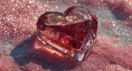 rose heart in sparkle dust