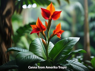 Tropical Canna Lily Bloom.