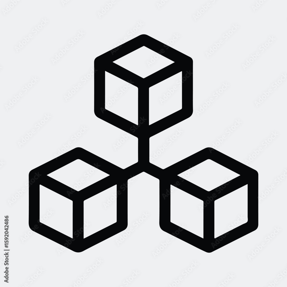 Aufkleber silhouette cube structure isometric abstract network black line vector illustration