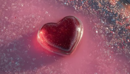 rose heart in sparkle dust