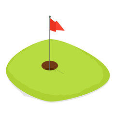 3D Isometric Flat  Set of Golf Equipment. Item 6