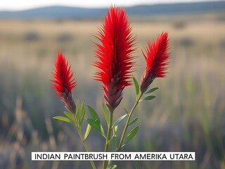 Red Indian Paintbrush with Wildflower Bloom.