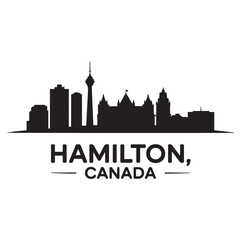 Naklejka premium Hamilton skyline horizontal banner. Hamilton, Canada. Vector template for your design. Vector black silhouette. with white background