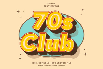 Text effect 70s club retro vintage style premium template vector