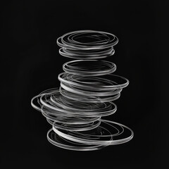 White Outlined Coins on Dark Background, Generative AI Illustration