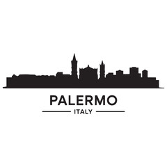 Fototapeta premium Palermo skyline horizontal banner. Palermo, Italy. Vector template for your design. Vector black silhouette. with white background