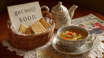 Warm get-well wishes with soup and biscuits