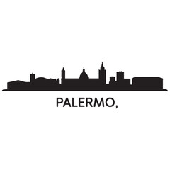 Naklejka premium Palermo skyline horizontal banner. Palermo, Italy. Vector template for your design. Vector black silhouette. with white background