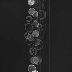 White Outlined Coins on Dark Background, Generative AI Illustration