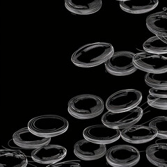 White Outlined Coins on Dark Background, Generative AI Illustration