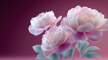Fototapeta premium Delicate Pink and White Peony Flowers