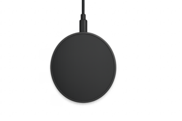 Wireless charging pad connected with cable on transparent background