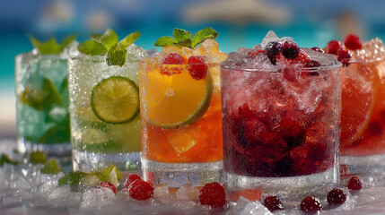 refreshing collection of summer cocktail image Perfect for menus, advertisements, blog posts, and social media, these vibrant visuals capture fruity drinks, tropical flavors, and seas