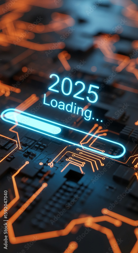 Poster close-up of illuminated circuit board texture with 