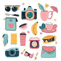 Cute, colorful collection of various items