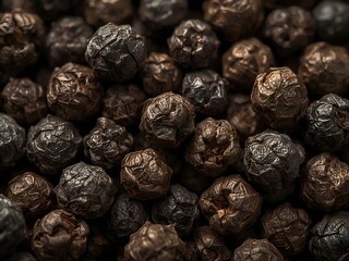 Black pepper zoomed in on and close up texture