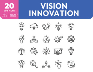 Modern Line Icons for Business Innovation and Creative Thinking.
