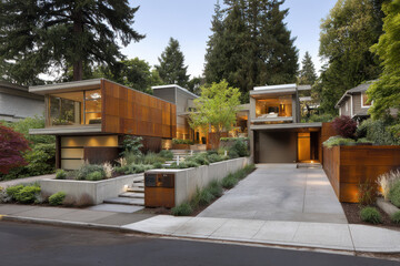 minimalist smart home designed with large invites soft glow of morning light inside