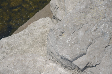 abstract armour stone or rock by the lake
