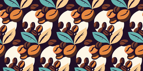 coffee and leaf motif pattern with background
