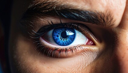 Fototapeta premium Close-up of a striking blue eye