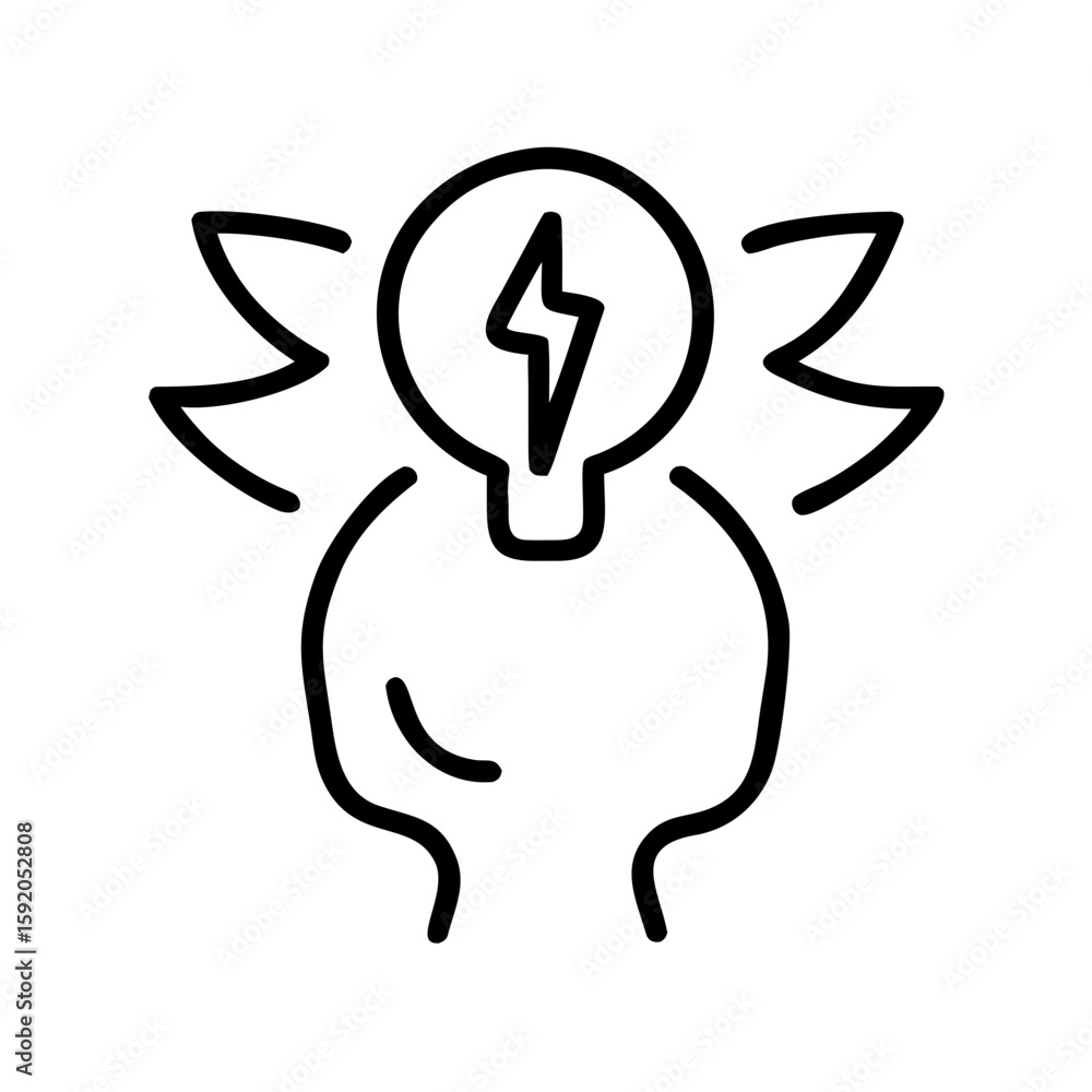 Poster light bulb icon symbolizing ideas and creativity in minimal style