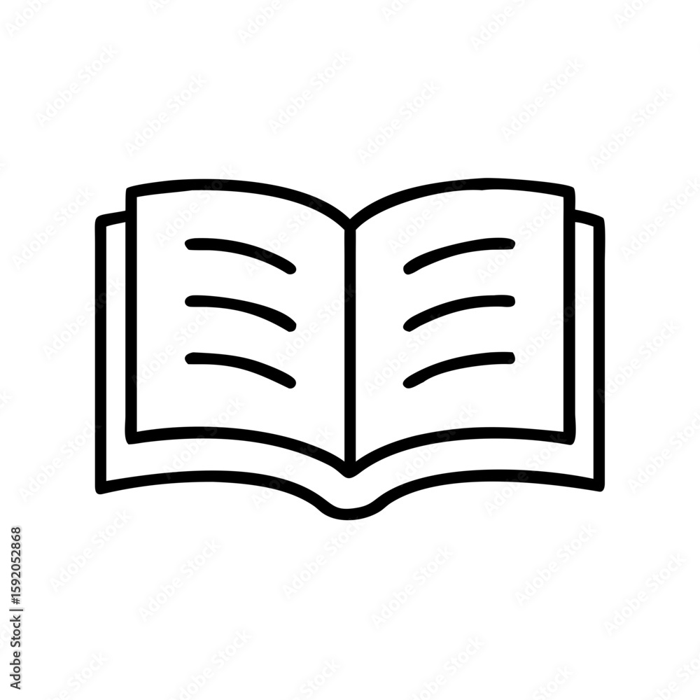 Poster open book with blank pages in minimalist line art style
