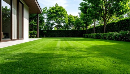 美しく手入れされた芝生の庭