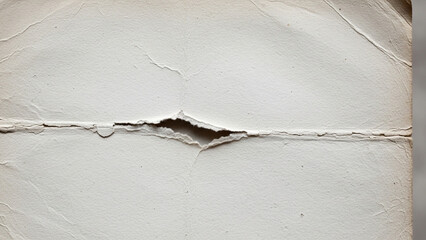 A crumpled white paper with a torn hole in the center revealing a tan surface