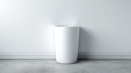 White cylindrical vessel against a white wall