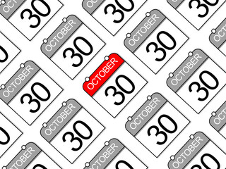 October 30 daily calendar background in repeat. Contrast colors.