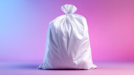 White plastic bag against vibrant gradient