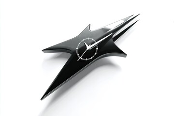 Black star-shaped clock, 3D render