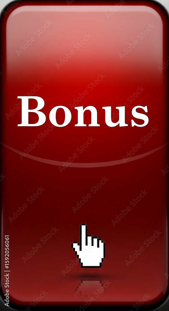 Poster red glossy button with white 
