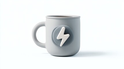 Gray mug with a lightning bolt graphic