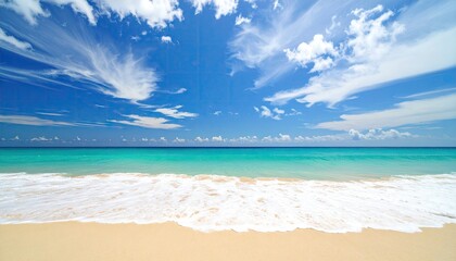 Fototapeta premium Tropical beach scene under a vibrant sky