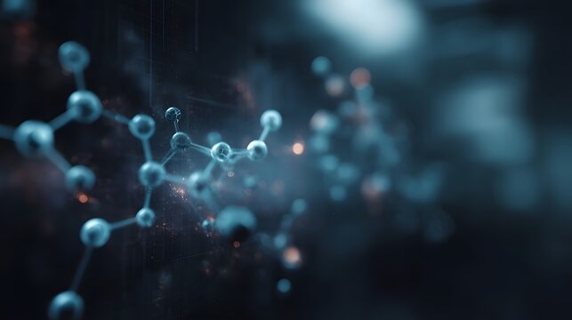 A digital simulation of molecular structures in sharp focus  long title A visually captivating digital simulation depicting the intricate and