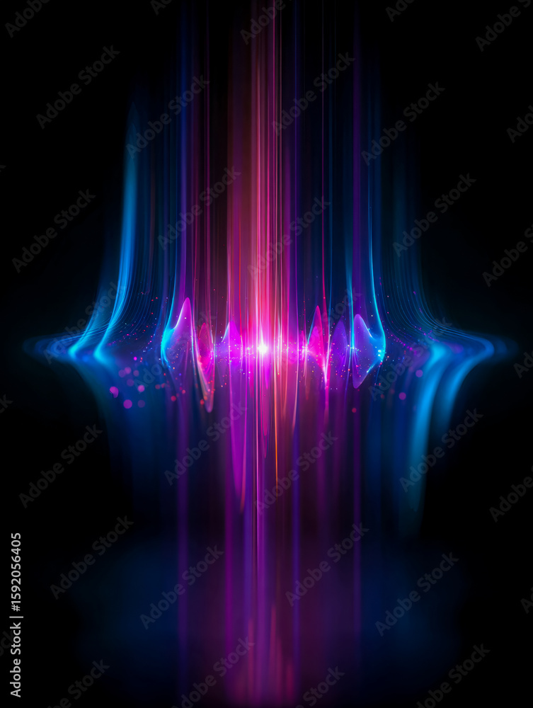 Poster vibrant neon light display with flowing colors and abstract energy patterns