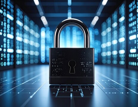 Secure server room with padlock