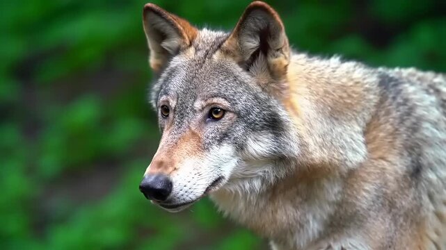 Majestic Wolf in Forest.