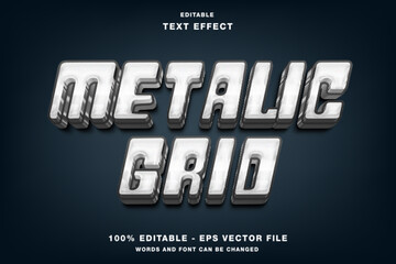 Metalic grid shiny 3d editable text effect premium vector