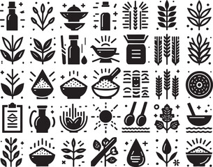 Vector illustration icon set of food, coffee, cake, tea, and spa for design collection
