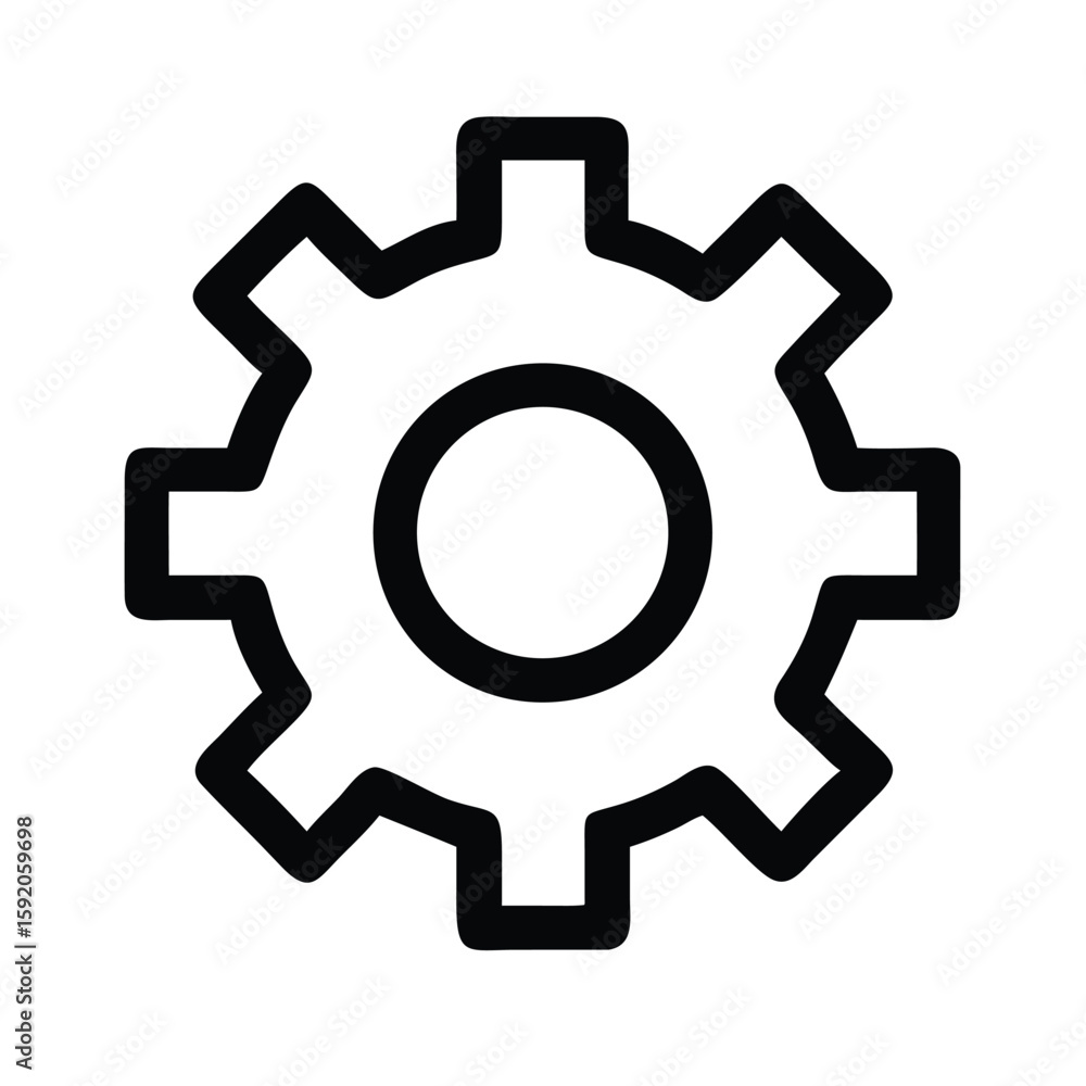 Poster gear icon vector graphic for settings cogwheel and machine part design element for engineering and t