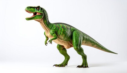 Obraz premium Green dinosaur toy, profile view
