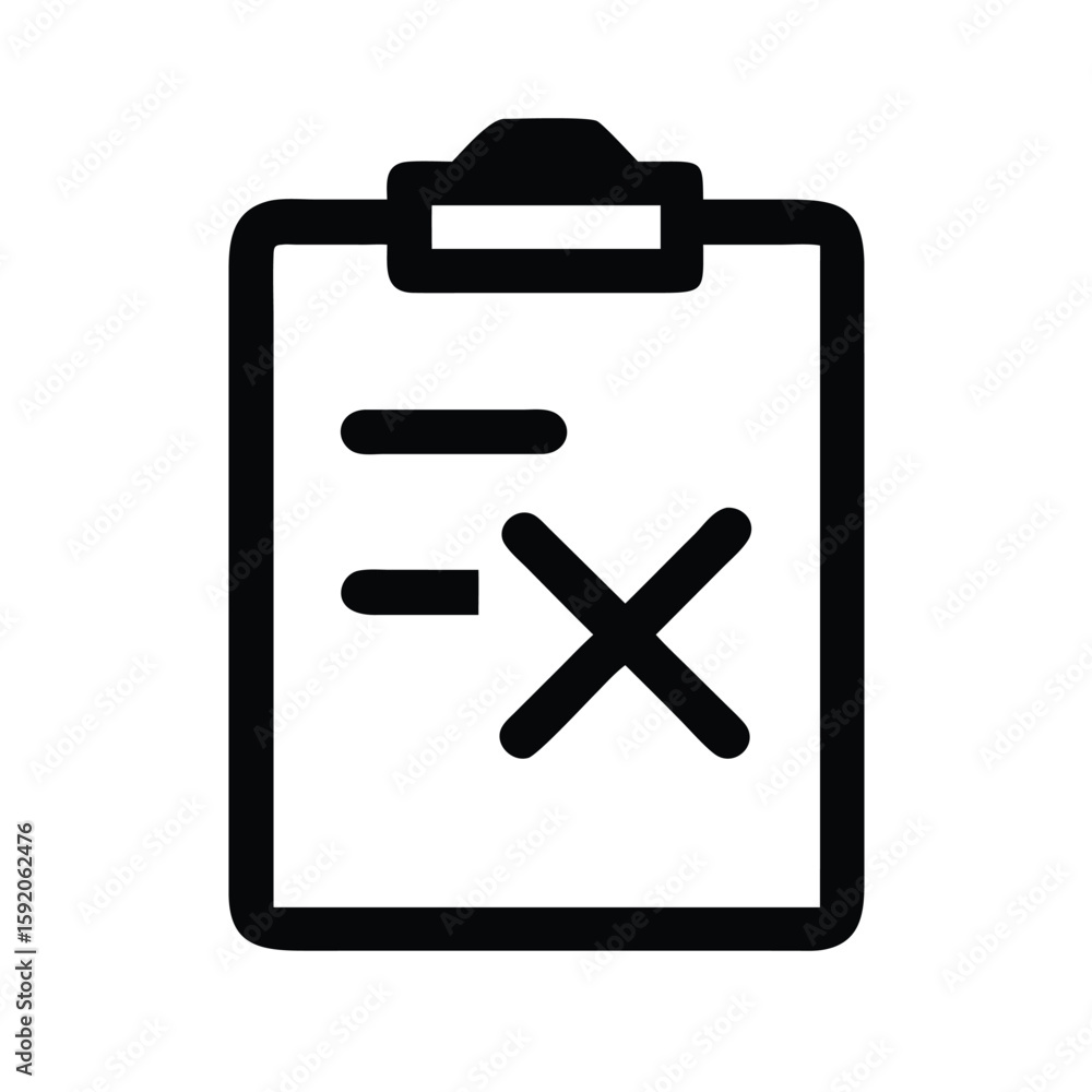Aufkleber Clipboard task list with cross mark icon for checklist and to do list management application design concept