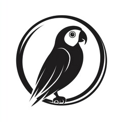 Obraz premium Silhouetted parrot in a circle