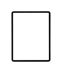 Tablet PC with blank screen isolated on transparent PNG.