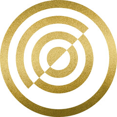 Large gold circular geometric texture with a transparent background